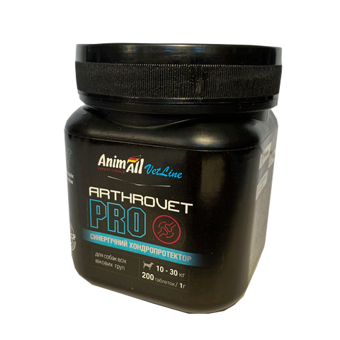 Хондропротектор AnimAll VetLine Arthrovet PRO для середніх порід собак 1 г &times; 200 табл