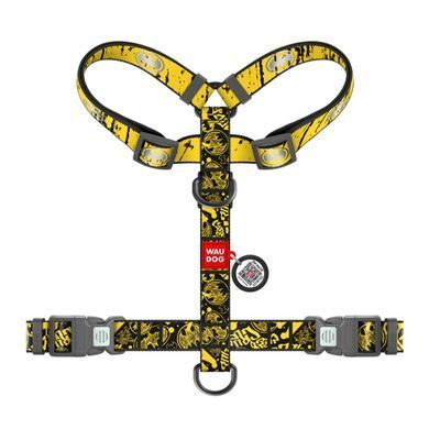 Шлея для собак анатомічна H-подібна WAUDOG Nylon з QR-паспортом, світловідбивна, малюнок "Бетмен Ескіз", пластиковий фастекс, М, Ш 20 мм, А 38-60 см, В 45-60 см 344-1081 - онлайн-зоомагазин Хвіст і Дракон