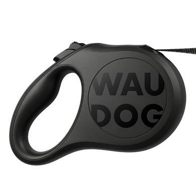 Повідець-рулетка для собак WAUDOG R-leash Monochrome Black, XS, до 12 кг, 3 м, світловідбивна стрічка, чорна 81611 - онлайн-зоомагазин Хвіст і Дракон