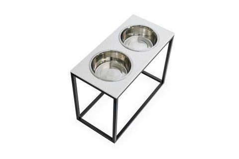 Миски на підставці для великих собак Dinner White Stone + Black XL20 3300336 - онлайн-зоомагазин Хвіст і Дракон