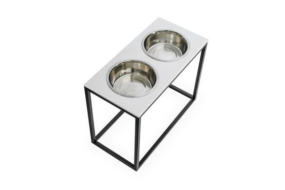 Миски на підставці для великих собак Dinner White Stone + Black XL20 3300336 - онлайн-зоомагазин Хвіст і Дракон