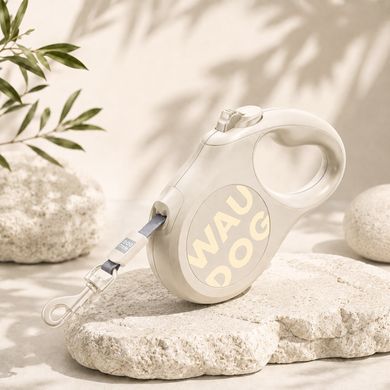 Повідець-рулетка для собак WAUDOG R-leash Monochrome White, M, до 25 кг, 5 м, світловідбивна стрічка, біла 816315 - онлайн-зоомагазин Хвіст і Дракон