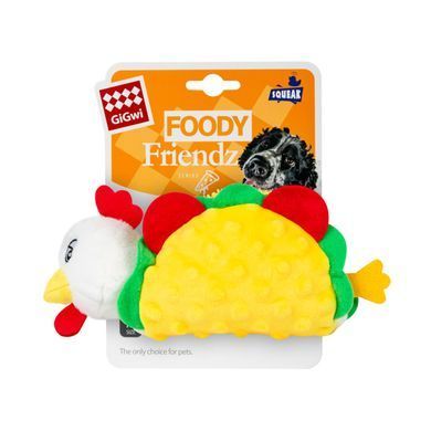 Іграшка для собак Курячий Тако з пищалкою GiGwi Foody Friends, текстиль, плюш, 26 см 2263 - онлайн-зоомагазин Хвіст і Дракон