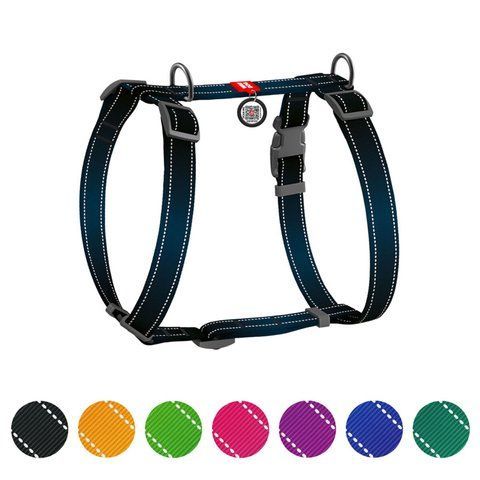 Шлея для собак анатомічна H-подібна WAUDOG Nylon Mono з QR-паспортом, світловідбивна, пластиковий фастекс, розмір L, Ш 25 мм, А 50-90 см, В 60-100 см чорний 52741 - онлайн-зоомагазин Хвіст і Дракон