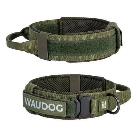 Нашийник з ручкою тактичний для собак WAUDOG PRO, металевий фастекс, M, Ш 50 мм, Дл 38-47, хакі 688731 - онлайн-зоомагазин Хвіст і Дракон